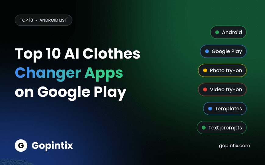 Cover listing the top 10 AI clothes changer apps on Google Play